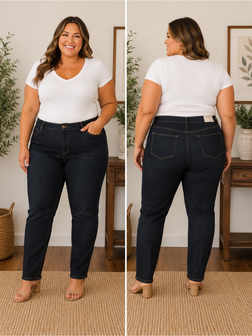 NWT Liz Claiborne Women’s Plus Size 18 Boyfriend Jeans Dark Wash Blue 5-Pocket